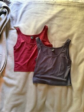 Women’s Ribbed Tank Top Duo - Red & blue